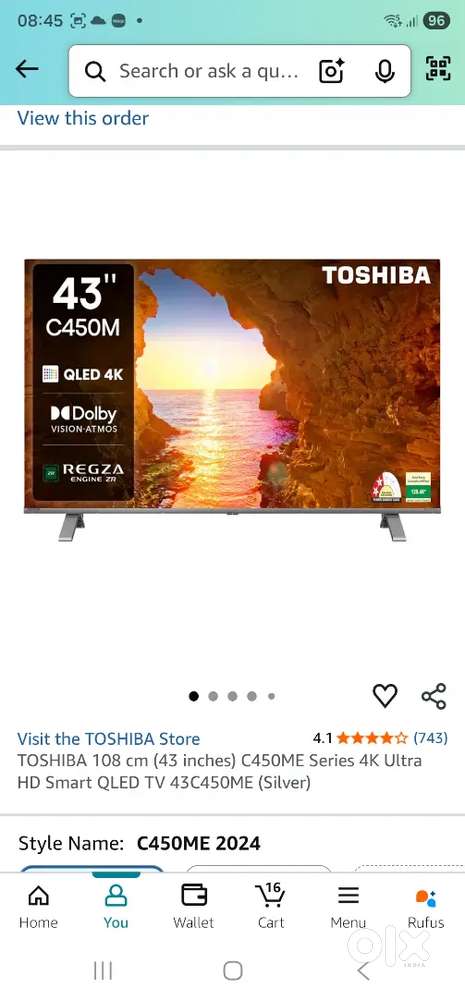 New, Unused ( in box) Toshiba 43 inch TV, Ultra HD, Smart QLED