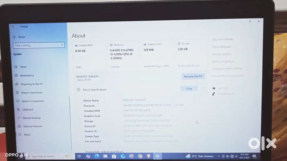 Dell i5 16gb ram 256ssd