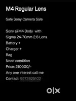 Sale Sony a7M4 Body  with  Sigma 24-70mm 2.8 Lens