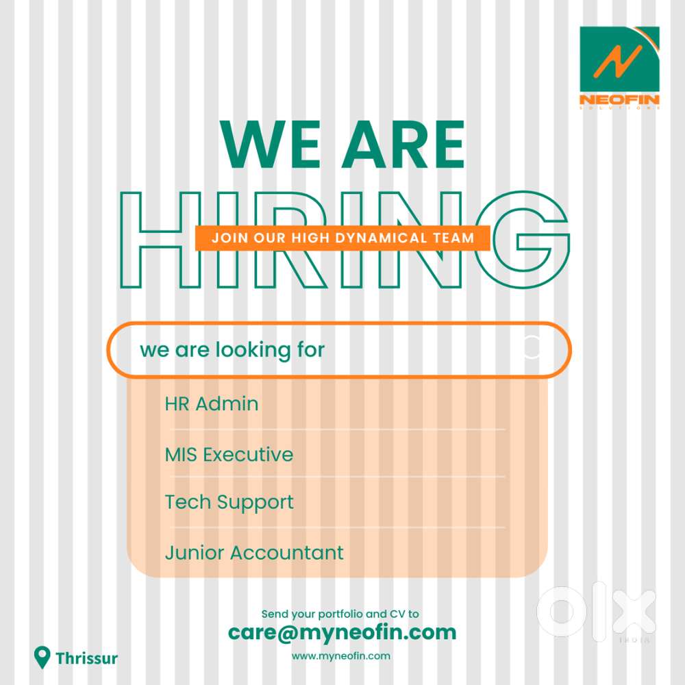 Urgent Hiring: HR Admin, MIS Executive, Tech Support & Jr. Accountant