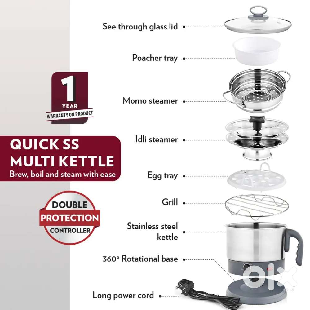 6 month old Borosil Quick Multipurpose Kettle, 1.3L