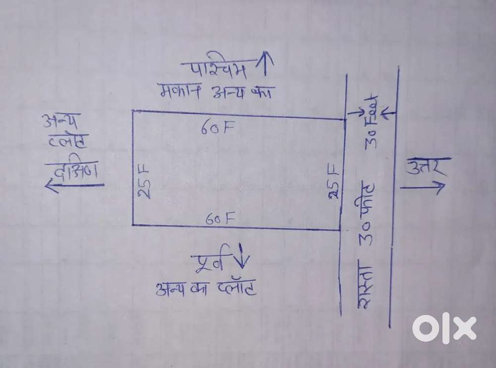 Plot in Gated colony, front road 30 feet, 25*60 feet.