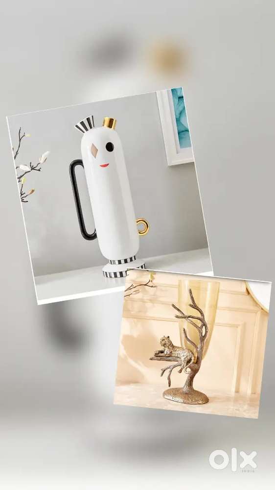 Ceramic and metal glass vase