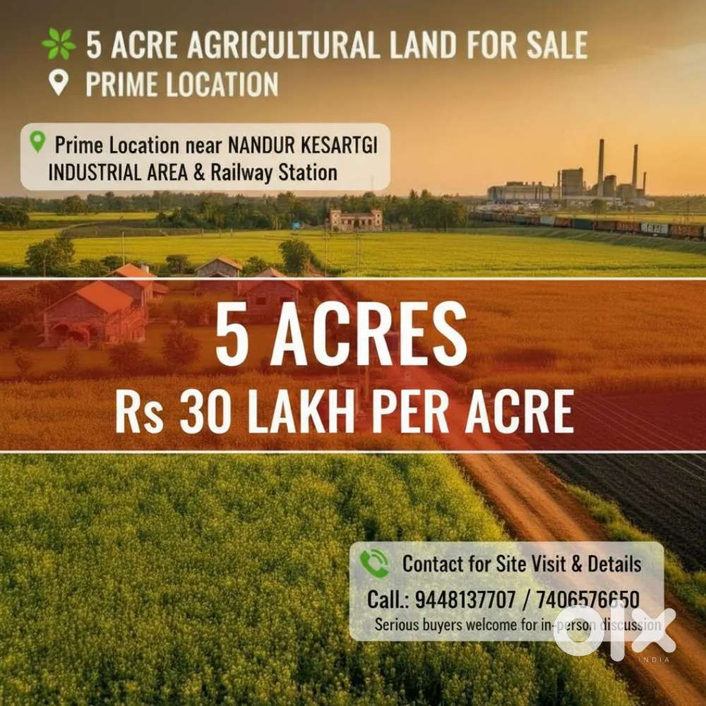 5 Acre Agricultural land for sale near Nandur kesarstgi Industrial.