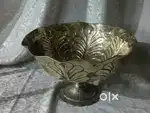 Antique pure brass solid heavy embossed fruit bowl cum urli