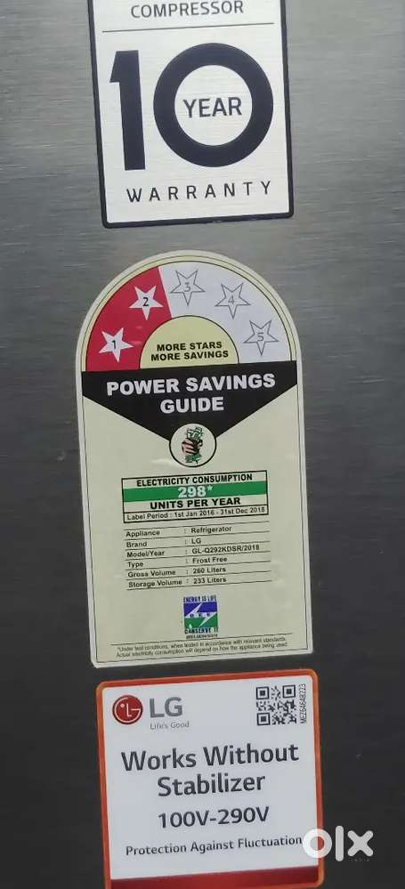 LG refrigerator  260 liter
