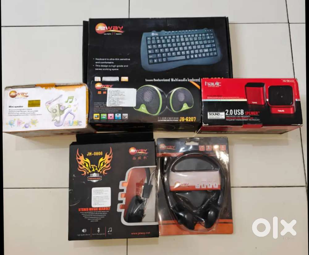 USB SPEAKERS, KEYBOARD, HEADPHONES