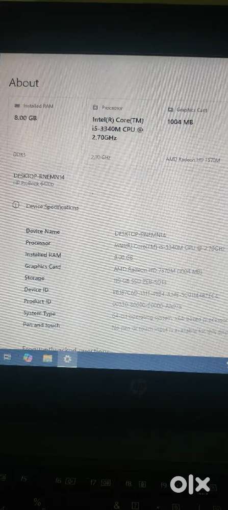 HP Probook 6470b, i5'3rd gen, 8gb Ram, 128gb ssd
