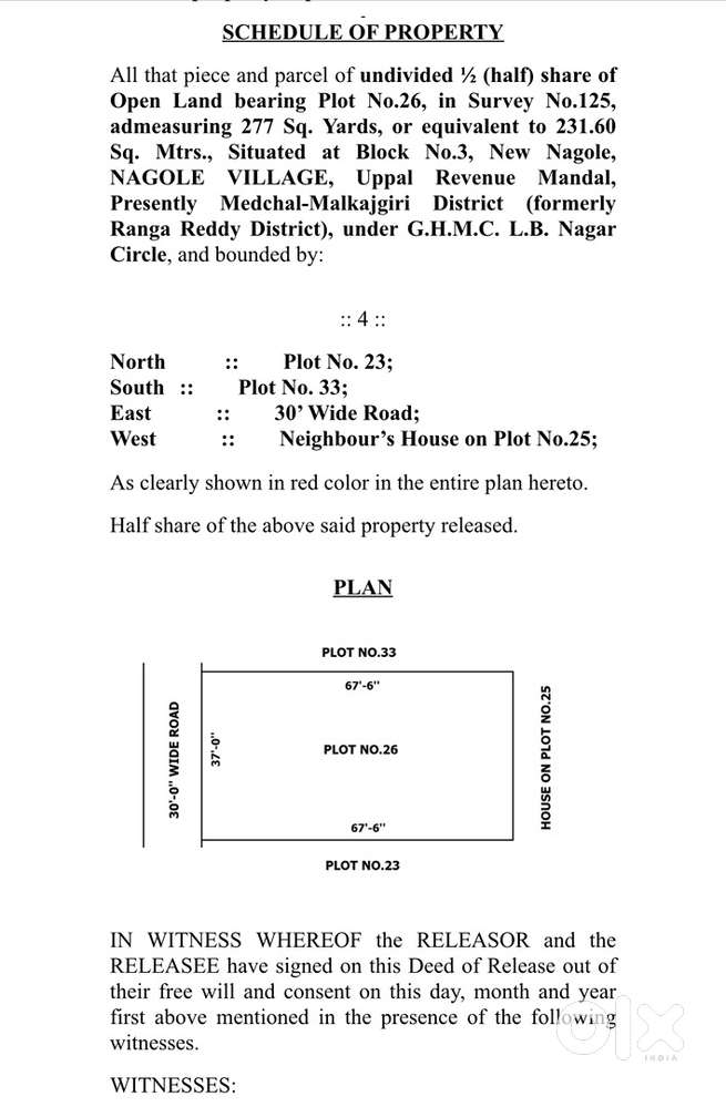 Open plot at Nagole near Union Bank of India