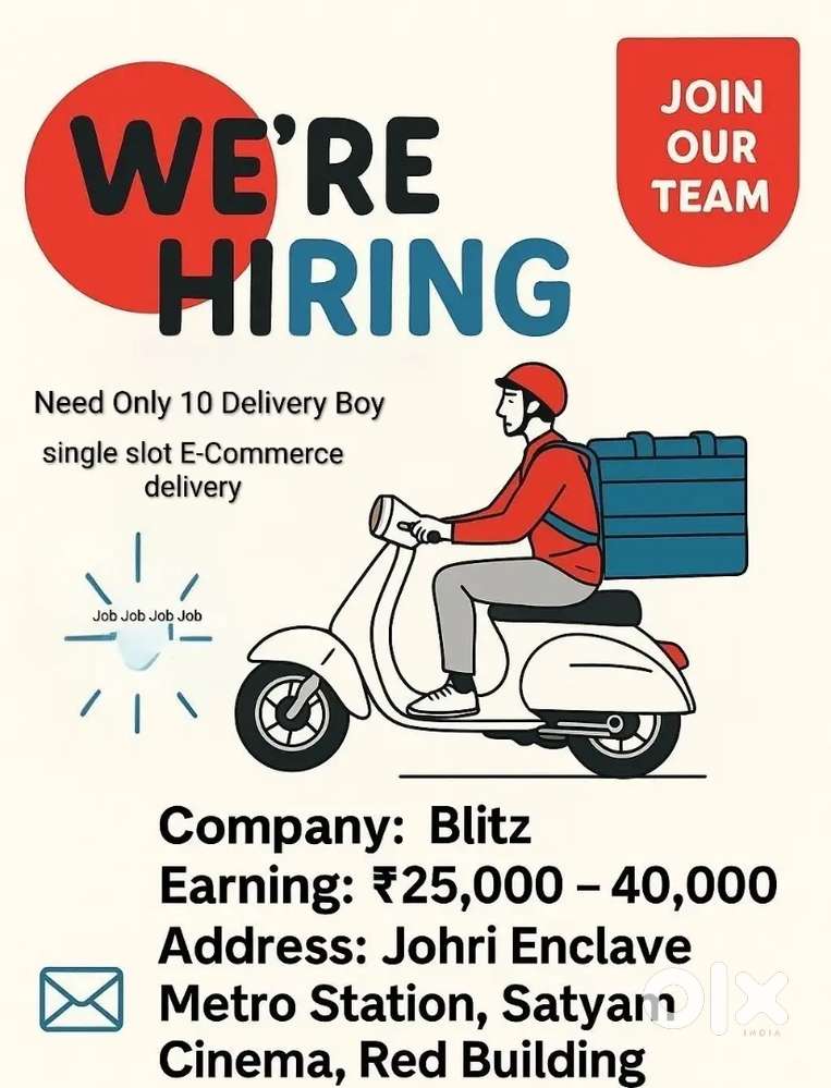 Urgent requirement For Delivery Boy only 10 candidate