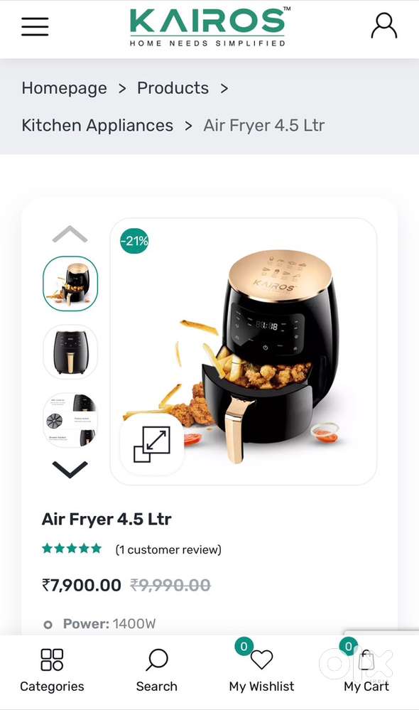 KAIROS Air Fryer 4.5 Ltr big