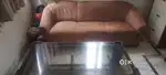 5 seater sofa with glass table