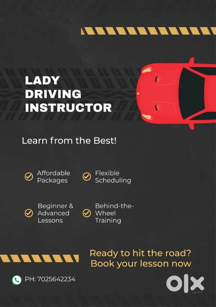 Lady driving instructor