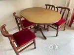 Solid team wood Dining table with four chairs