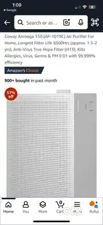 Coway Airmega 150 Air Purifier – Long Filter Life, True HEPA H13