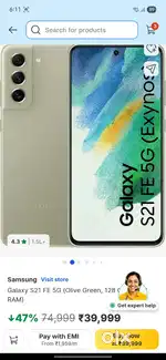 Samsung Galaxy S21 FE 5G (128GB, Olive Green) – Excellent Condition