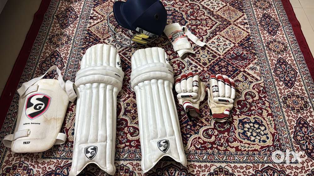 Sg nexus pads , ss gloves , sf elbow guard, sg helmet, sg shoes  nails