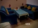 5 Seater Sofa with Glass Center Table – Excellent Condition