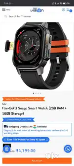 Fire bolt snapp watch one day old