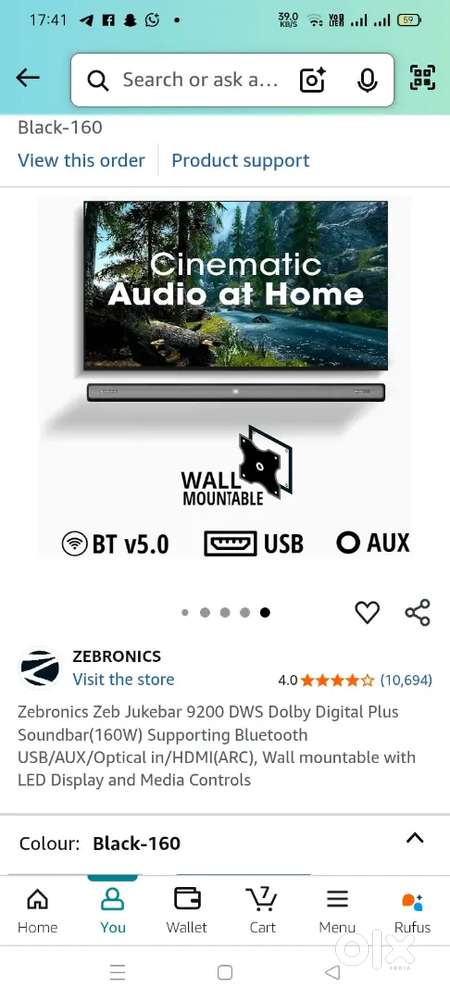 Zebronics sound bar sale 160watts urjent