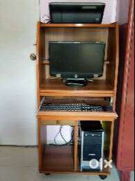 desktop cpu printer and trolley with new mouse and keyboard