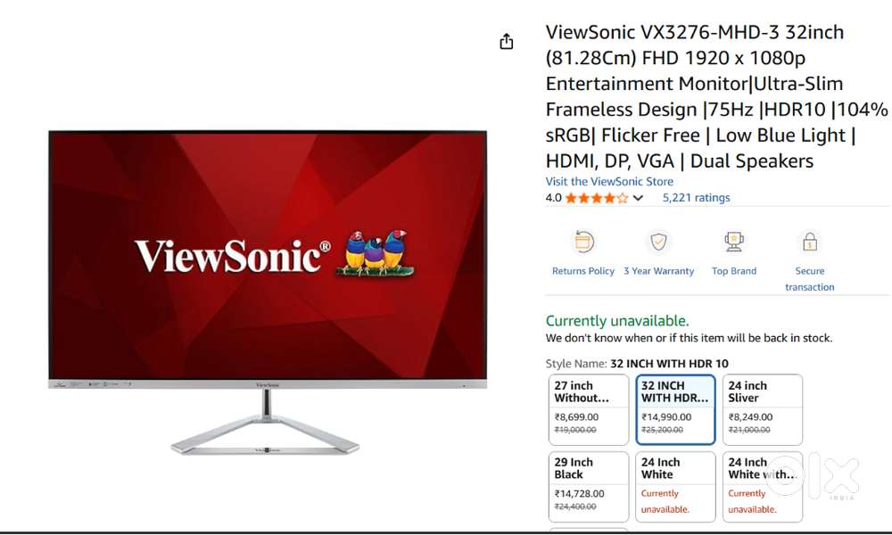 Viewsonic 32 inch Monitor