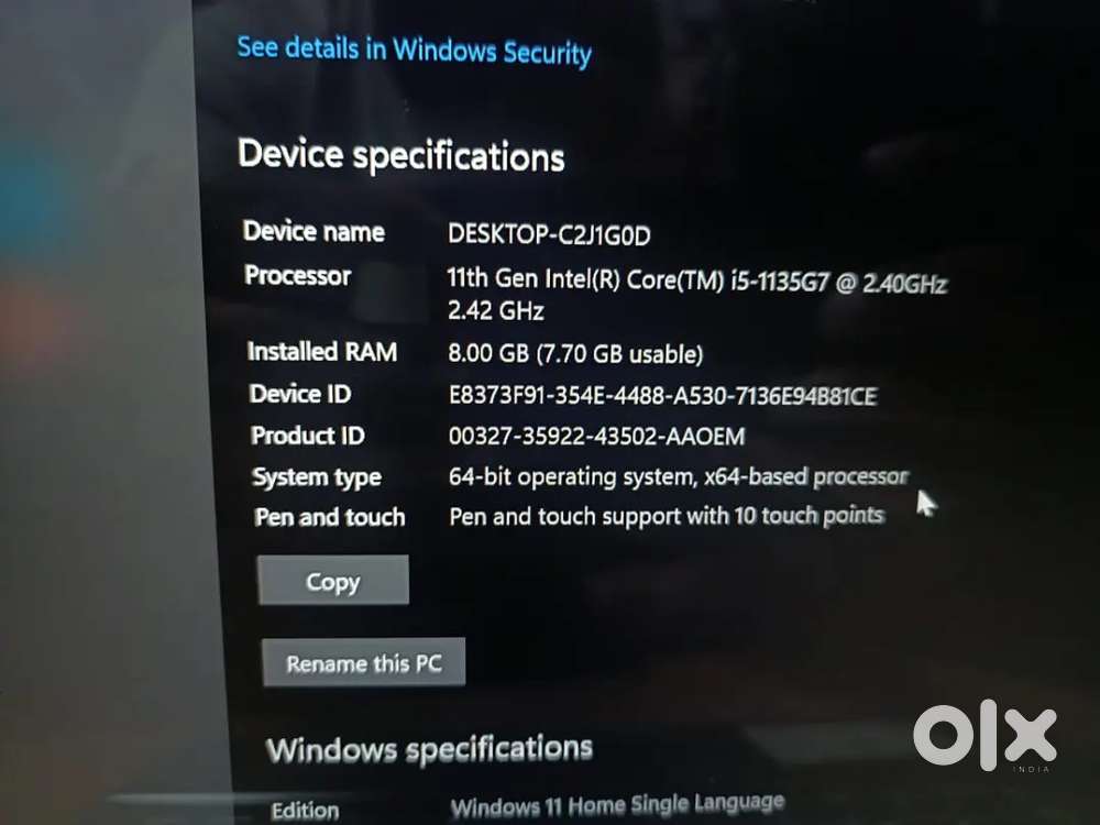 Asus Vivobook 360 Rotate i5 11 gen 8 gb ram 512 gb ssd 4 gb graphic