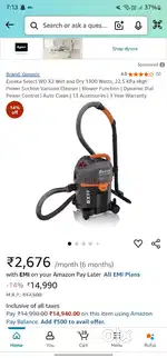 Eureka Select WD X2 Wet and Dry 1300 Watts