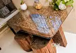 Dining table log wood design (Neem wood) with glass top