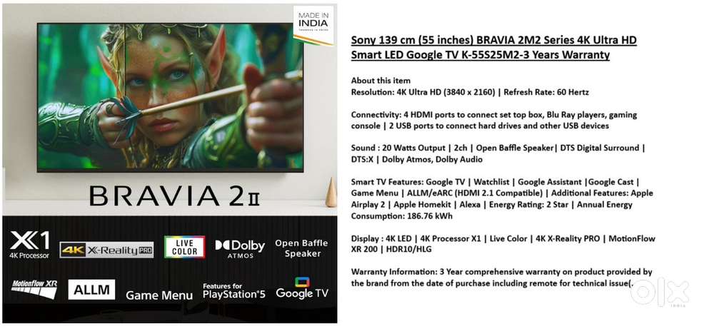 BRAVIA 2M2 Series 4K Ultra HD Smart LED Google TV K-55S25M2