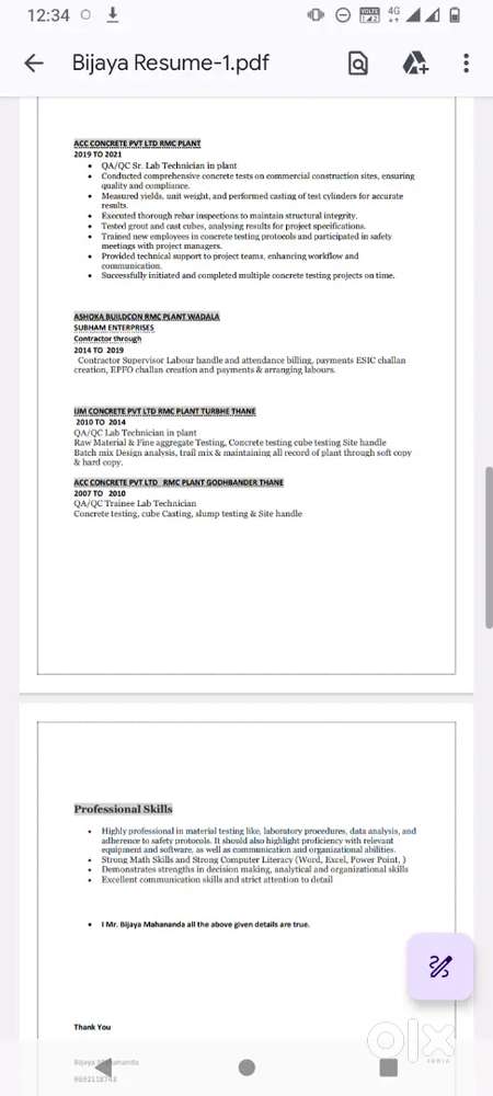 Mujhe job chahiye me ek lab technician hu construction site kaa