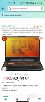 Asus TUF Gaming F15 i5 10th Gen  8GB RAM  512GB SSD  GTX 1650  Exc
