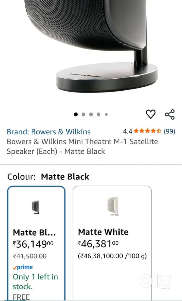 B&W M-1 B Shelf Speakers 100watts Rms 8 Ohms ASW-610 10inch Actve Sub