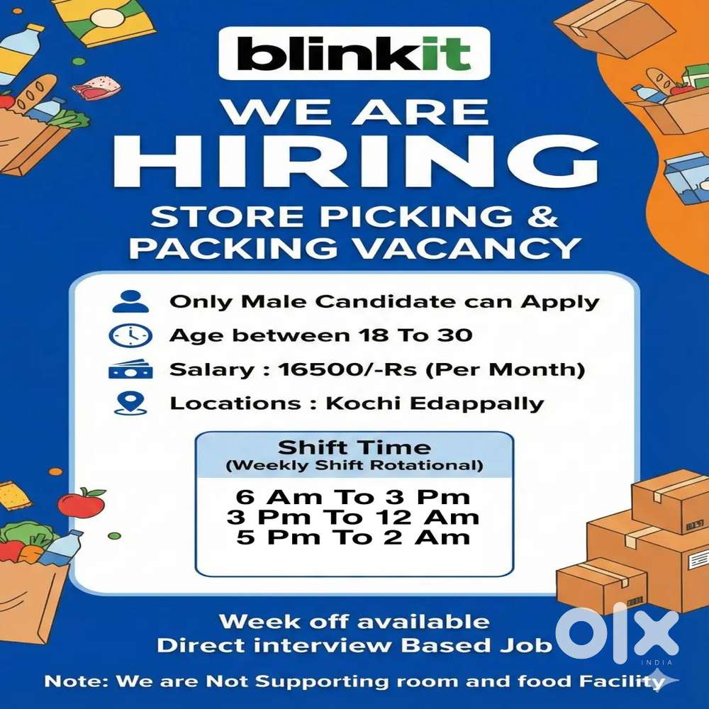 Blinkit Edappally Packing Picking vacancy