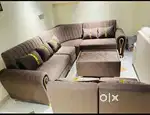 L shape sofa and designing handle and stripes model with pillow