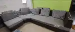 5 seater brown and grey sofa