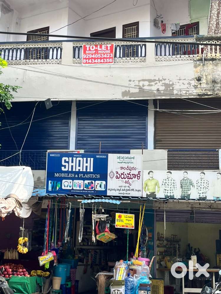1 BHK HOUSE AND 2 SHOPS AVAILABLE FOR RENT AT PEDDA BAZAR MAIN ROAD