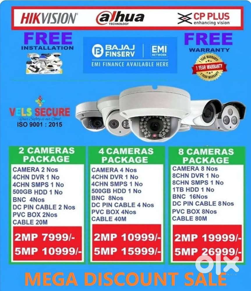 MEGA FESTIVAL OFFER SALE OF     2MP  DAHUA or CP PLUS or HIKVISION  CC