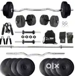 Home workout set with dumble rods weight plates