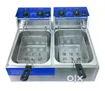 Stainless steel double deep fat fryer