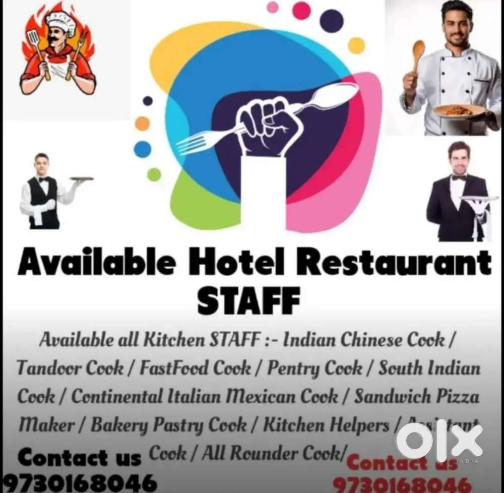 Available staff Kitchen STAFF Hotel STAFF Restaurant STAFF Cafe STAFF