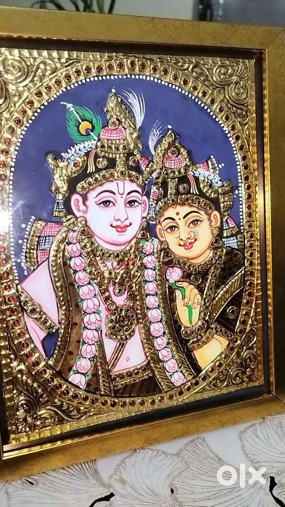 Shri Krishna Radharani 22 karat gold painting
