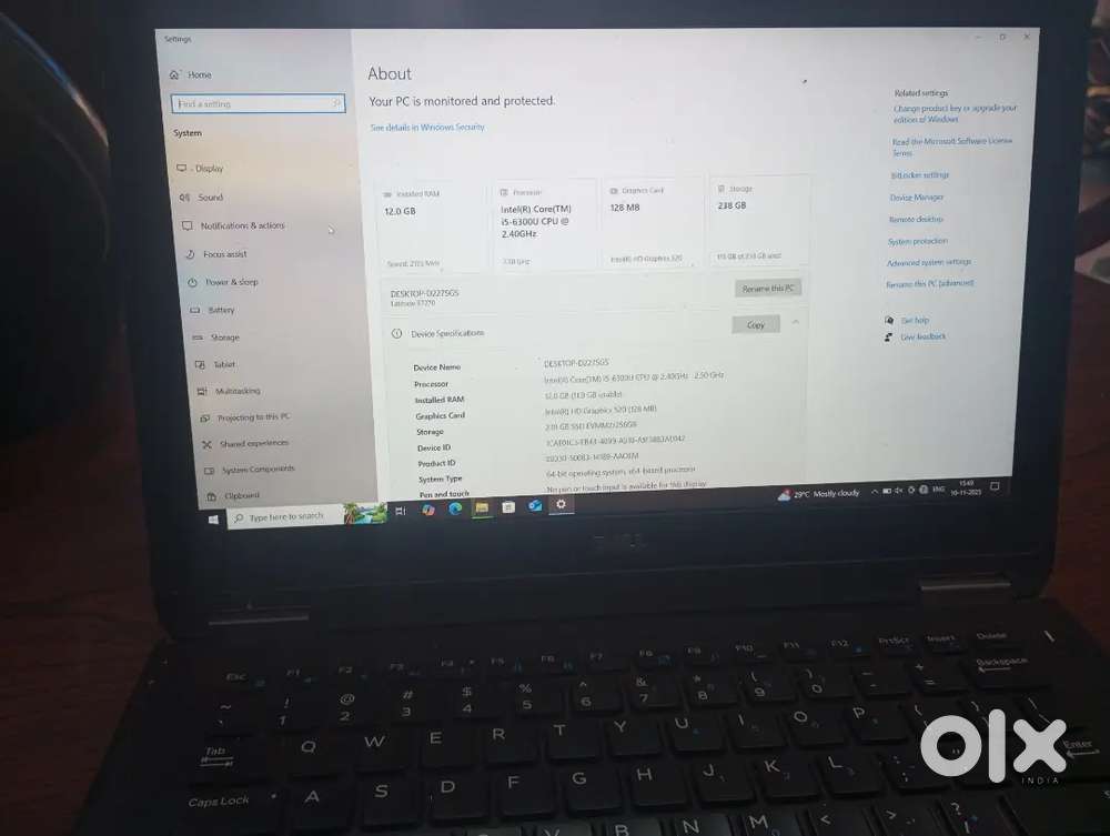 Dell Laptop I5 12 gb ram SSD 238GB storage