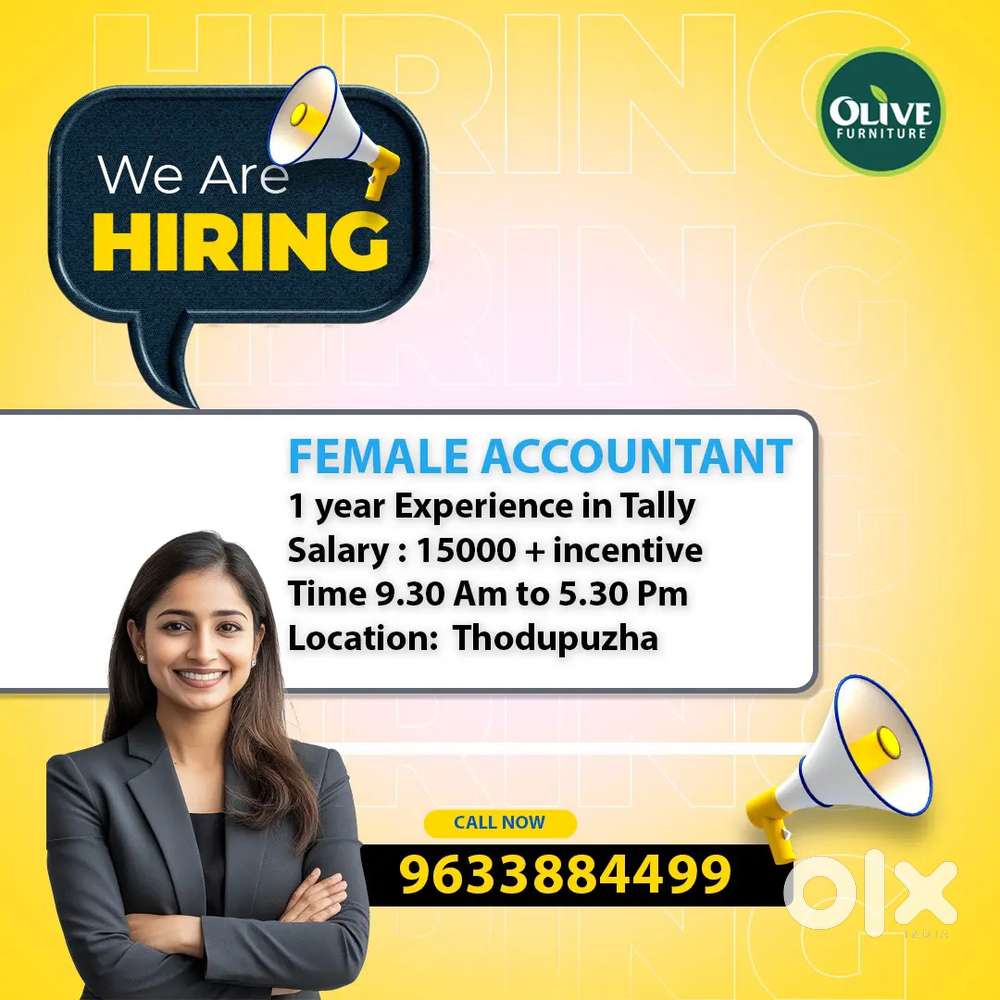 Hiring Female accountant with 1 year experience in tally