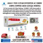 AKAI 1 TON 3 STAR INVERTER AC 100% Copper