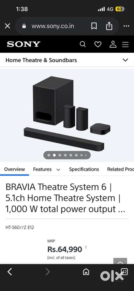 Sony sound bar one month old bravis 6 series