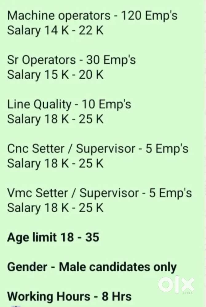 CNC/VMC machine operator and helper