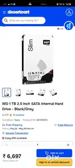 WD Blue Slim Harddrive 1 Terabyte with enclosure