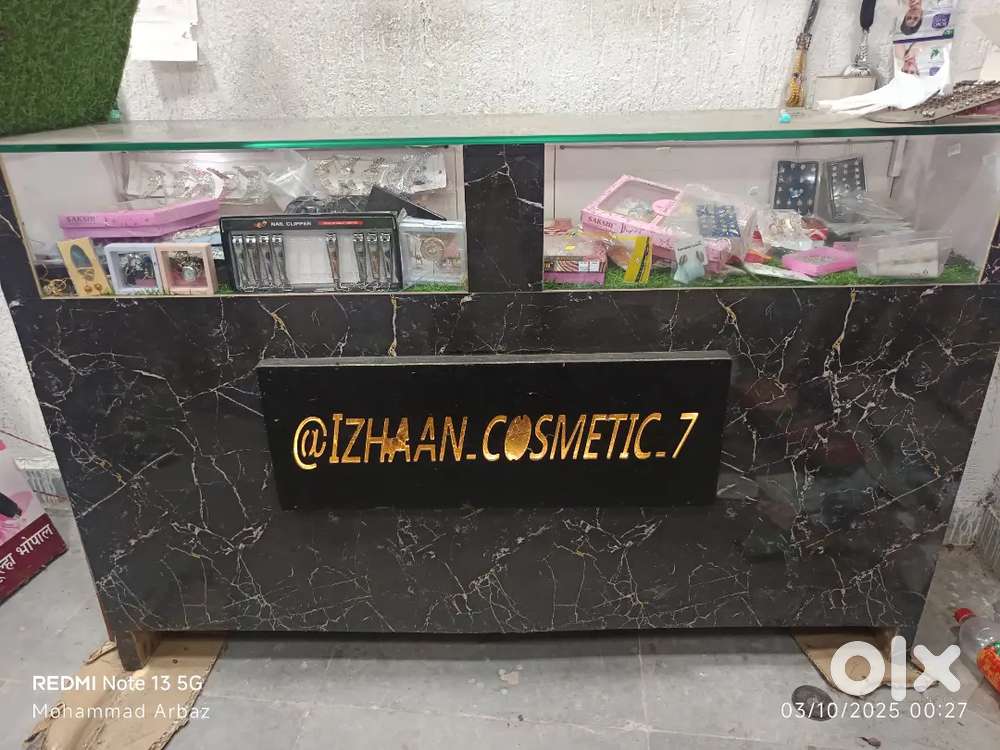 Shop 3self black white colour with showcase and chair