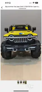 Big hummer thar jeep with wheeler (4x4) 2 SEATER FOR 1 year to 12years